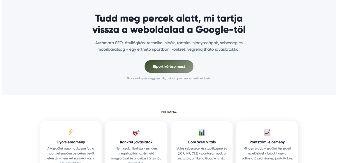 SEOdiagnózis: automata SEO audit eszköz, amely percek alatt átvilágítja a weboldalt