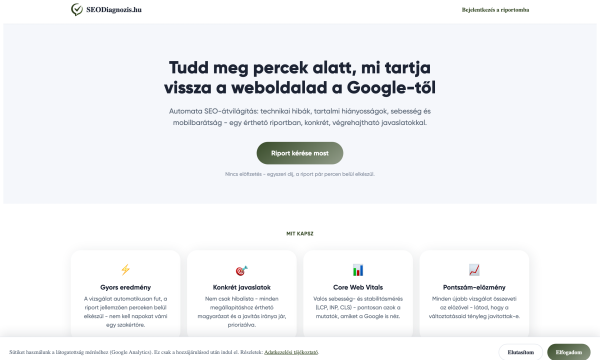 SEOdiagnózis: automata SEO audit eszköz, amely percek alatt átvilágítja a weboldalt