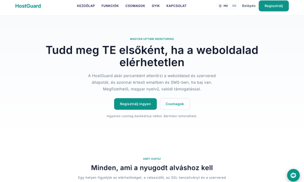 HostGuard: teljes weboldal monitoring platform a ForgeMVP fejlesztésében
